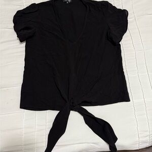 1. State Black Puff Sleeve Tie-Front Blouse